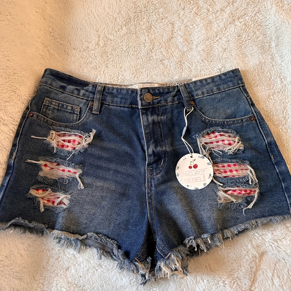 Blue Distressed Women Shorts